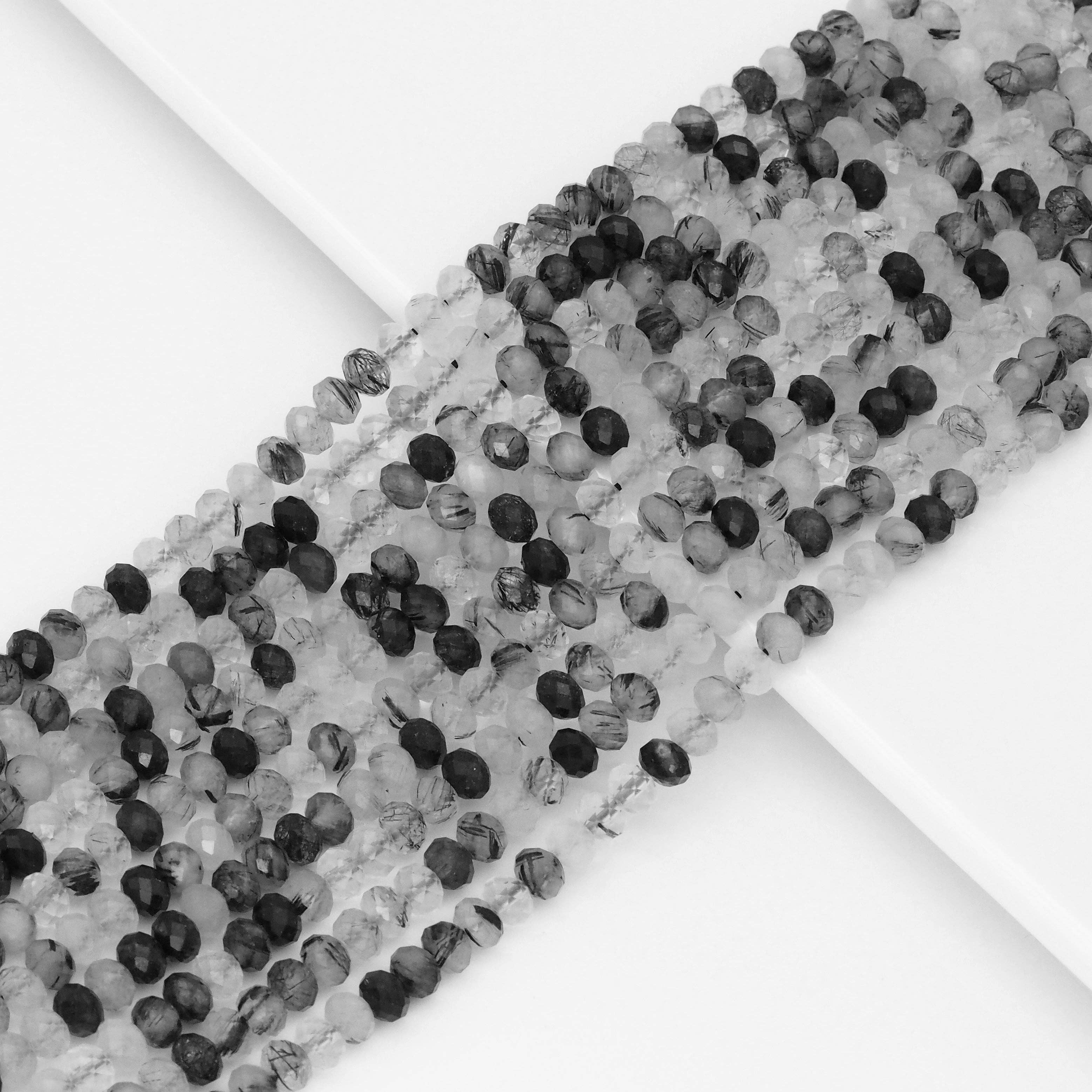 Genuine Rutilated Quartz Faceted Rondelle Beads - Gemstone Beads 15.5" Strand