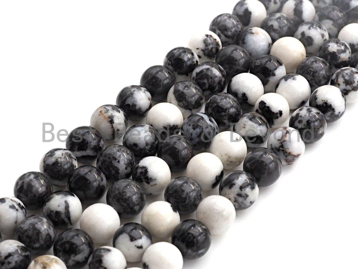 Natural Zebra Jasper Smooth Round Beads, 15.5-Inch Strand
