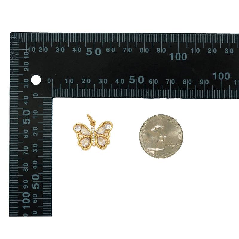 CZ Mother of Pearl Butterfly Charm - Gold/Silver/Rose Gold/Black Pendant