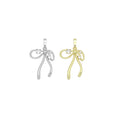 CZ Bow Charm - Gold Clear Crystal Bow Pendant for Jewelry Making