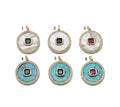 Gold CZ on MOP/Turquoise Round Charm, Sku#L692