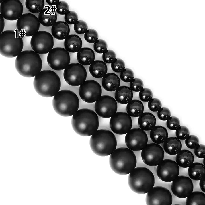 Black Onyx Smooth Round Beads, Matte or Shiny, 2–20mm, 15.5-Inch Strand