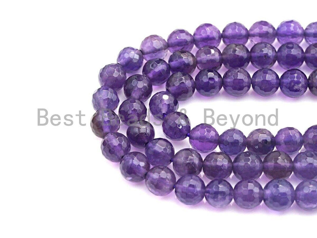 Amethyst Faceted Round Beads, 4–12mm, 15.5-Inch Strand
