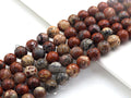 Natural Red Flower Jasper Smooth Round Beads, 15.5-Inch Strand