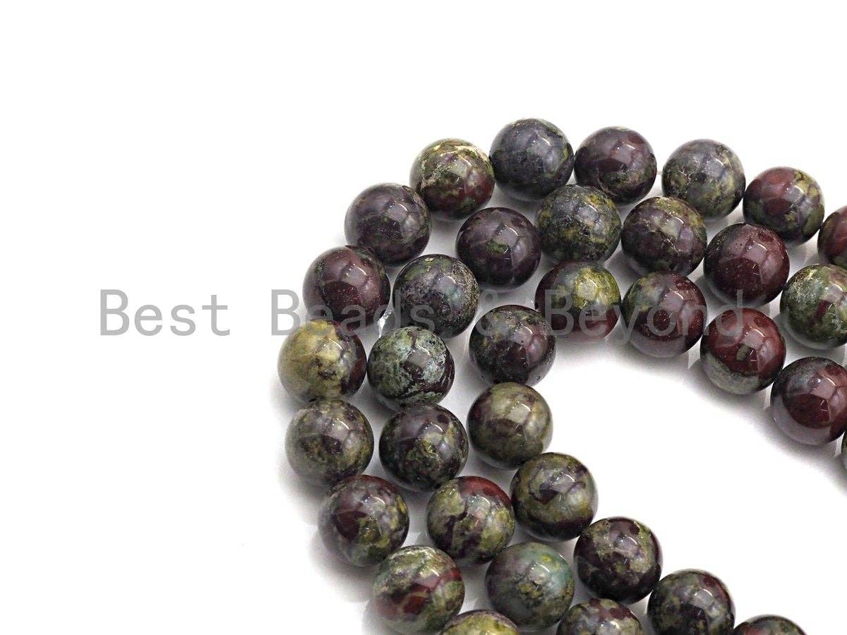 Natural Dragon Blood Jasper Smooth Round Beads, 15.5-Inch Strand