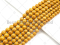 Natural Yellow Jasper Smooth Round Beads, 15–16-Inch Strand