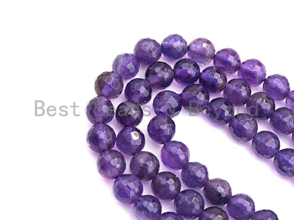Amethyst Faceted Round Beads, 4–12mm, 15.5-Inch Strand