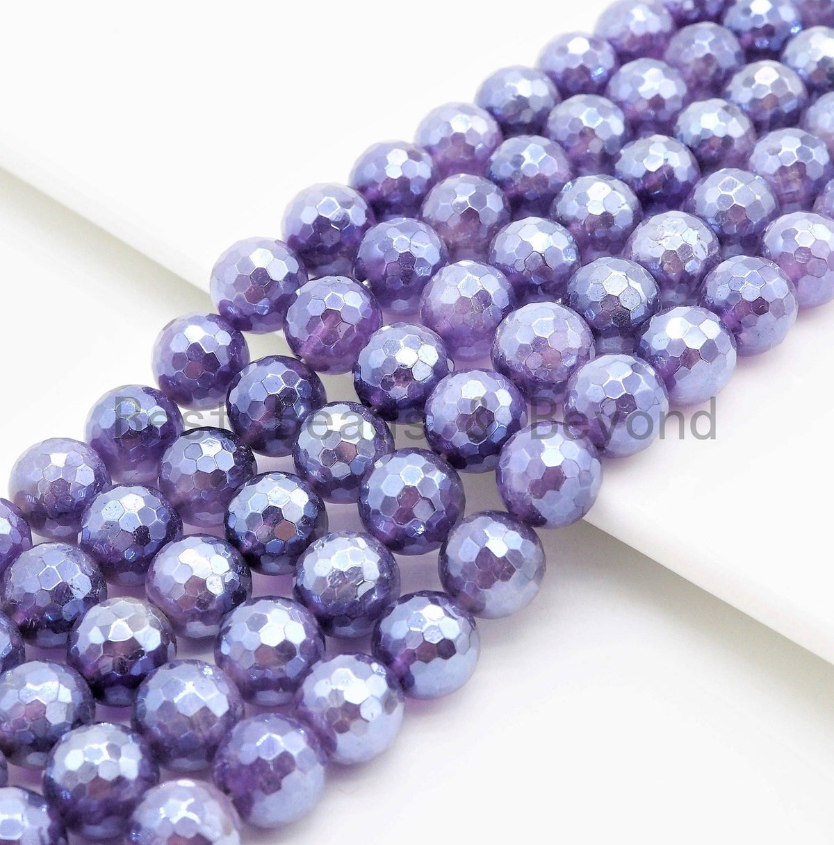 Mystic-Plated Amethyst Faceted Round Beads, 6–12mm, 15–16-Inch Strand