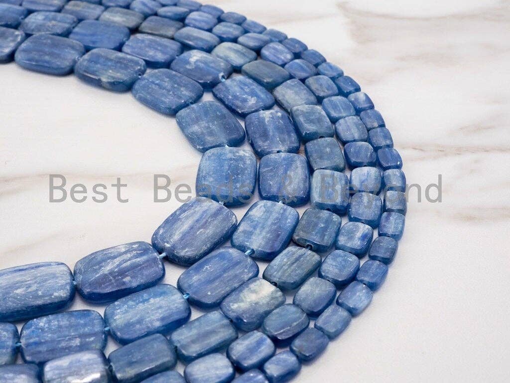 Blue Kyanite Smooth Flat Rectangle Beads, 15–16-Inch Strand