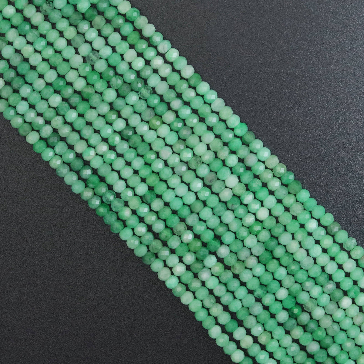 Emerald Faceted Rondelle Bead Strand – 2 × 3mm or 3 × 4mm