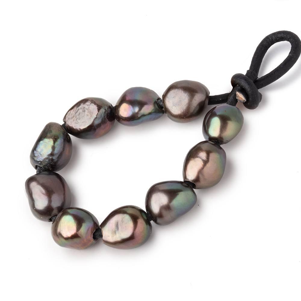 Dark Peacock Large-Hole Freshwater Pearls – 10–11mm, 10-Piece Pack