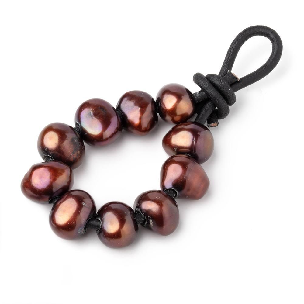 Red Brown Large-Hole Freshwater Pearls – 10–11mm, 10-Piece Pack