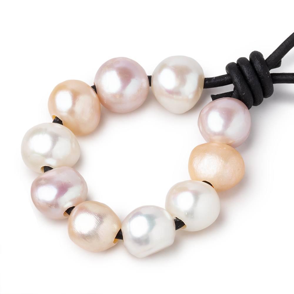 Tri-Color Large-Hole Freshwater Pearls – 10–11mm, 10-Piece Pack