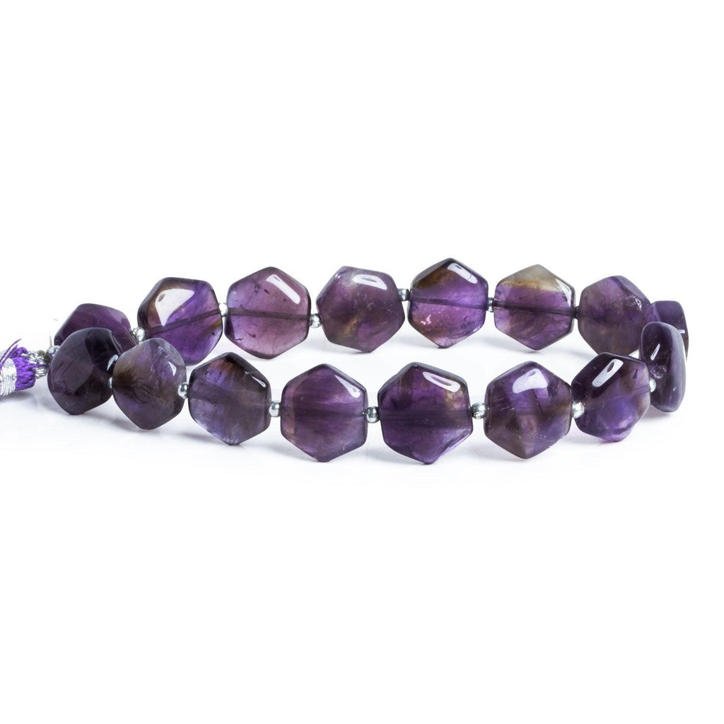 10–13mm Amethyst Smooth Hexagon Beads, 8-Inch Strand