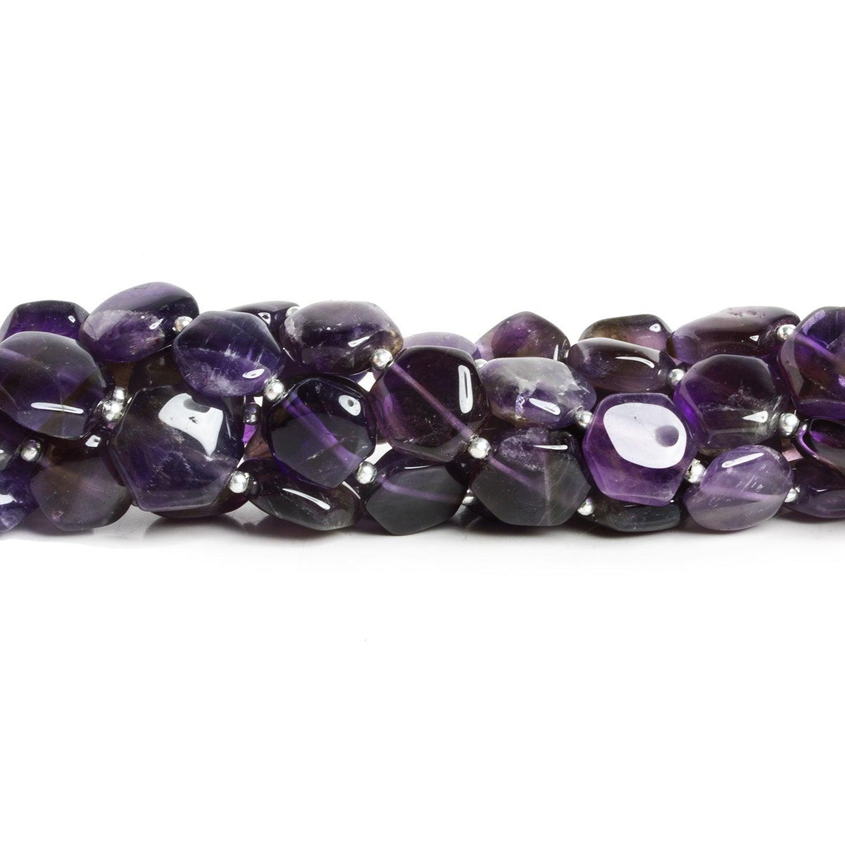 10–13mm Amethyst Smooth Hexagon Beads, 8-Inch Strand