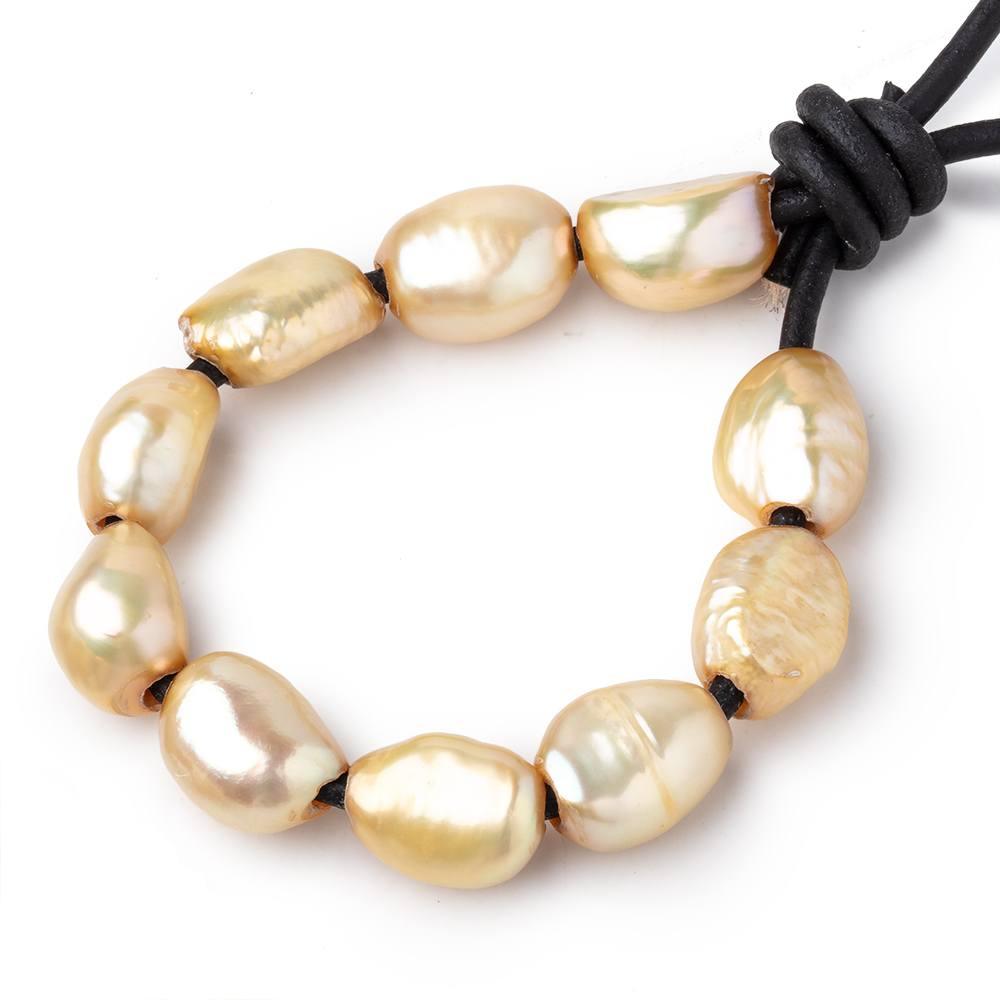Golden Yellow Large-Hole Freshwater Pearls – 10–11.5mm, 10-Piece Pack
