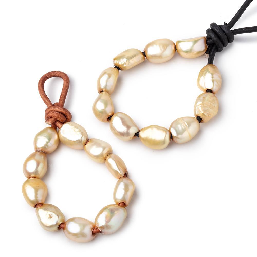 Golden Yellow Large-Hole Freshwater Pearls – 10–11.5mm, 10-Piece Pack