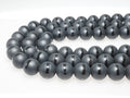 Black Onyx Matte Round Beads with Polished Line, 6–14mm, 15–16-Inch Strand
