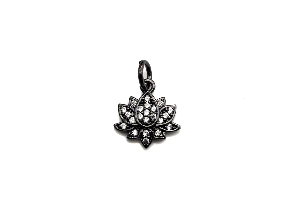 CZ Lotus Flower Pendant - Yoga Charm 11mm Gold/Silver/Rose Gold