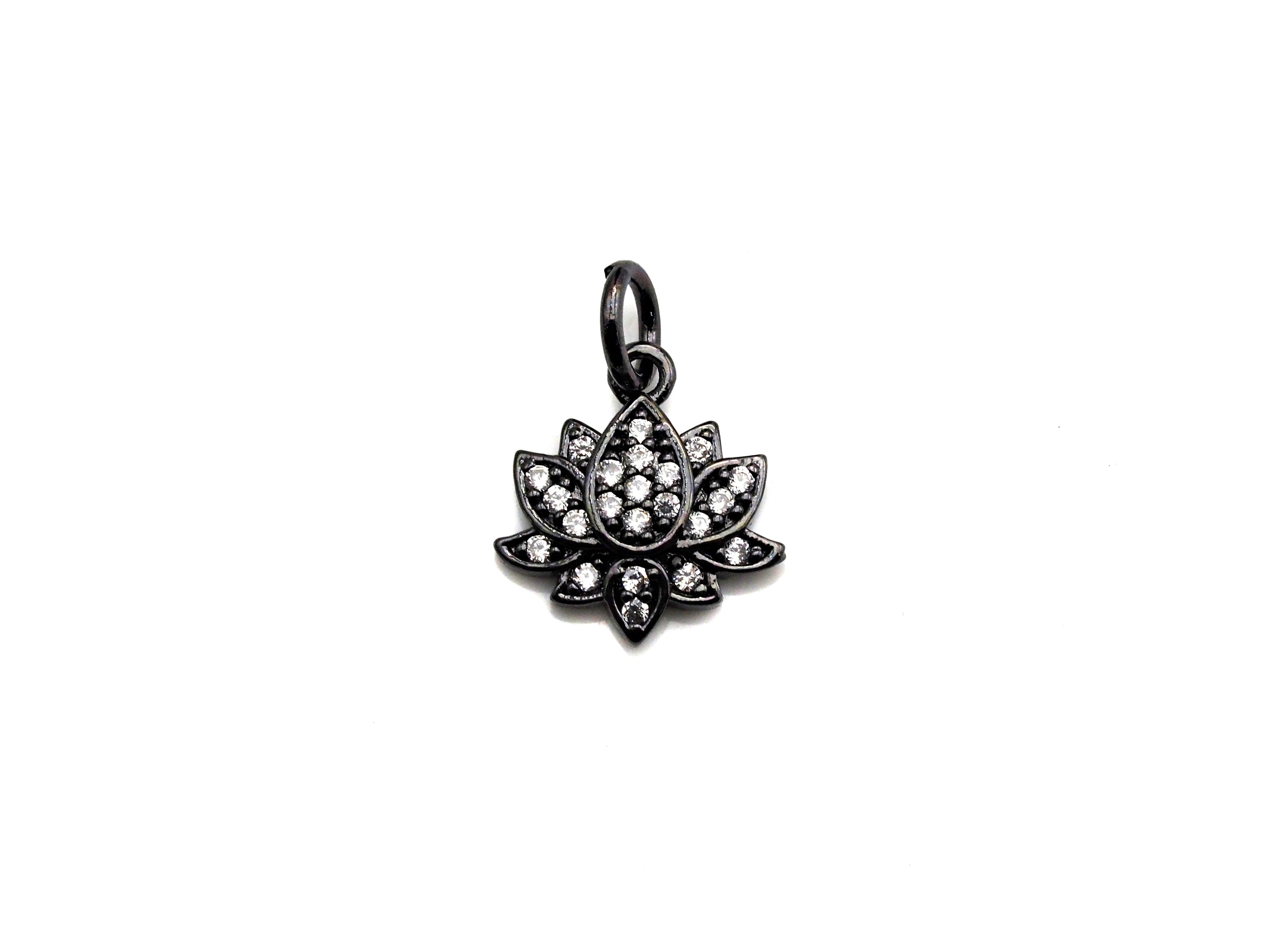 CZ Lotus Flower Pendant - Yoga Charm 11mm Gold/Silver/Rose Gold