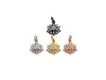 CZ Lotus Flower Pendant - Yoga Charm 11mm Gold/Silver/Rose Gold