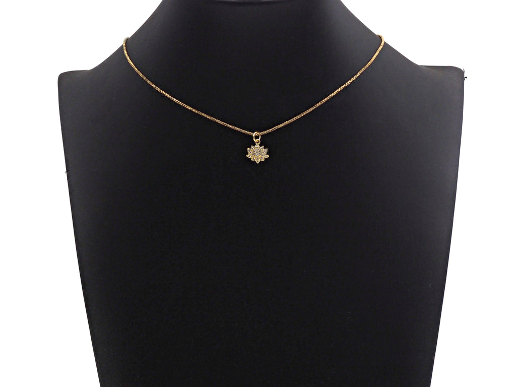 CZ Lotus Flower Pendant - Yoga Charm 11mm Gold/Silver/Rose Gold