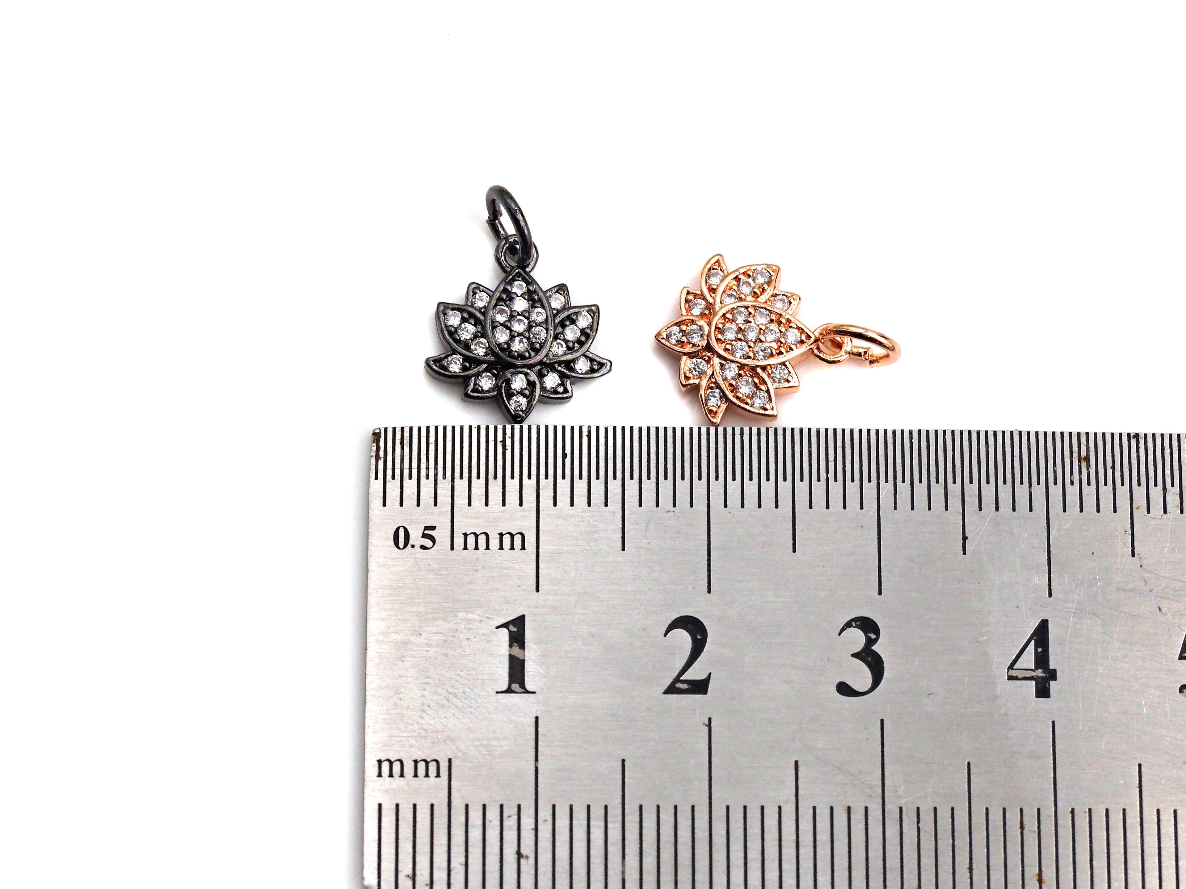 CZ Lotus Flower Pendant - Yoga Charm 11mm Gold/Silver/Rose Gold