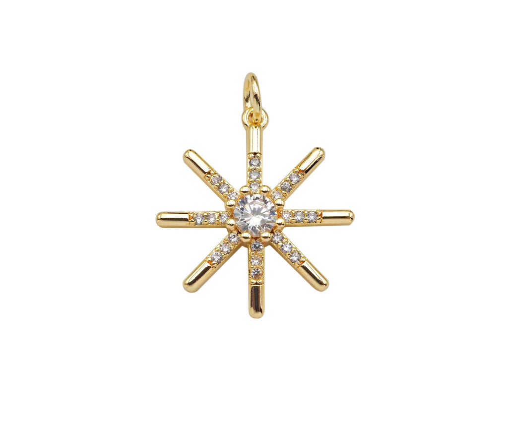 CZ North Star Pendant - 14K Gold Filled Charm 17.5x20.5mm