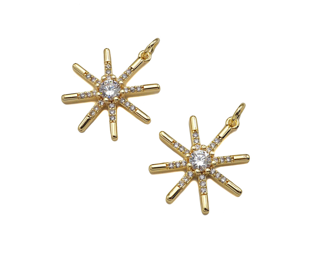 CZ North Star Pendant - 14K Gold Filled Charm 17.5x20.5mm