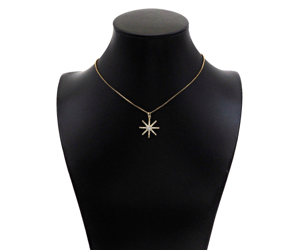 CZ North Star Pendant - 14K Gold Filled Charm 17.5x20.5mm