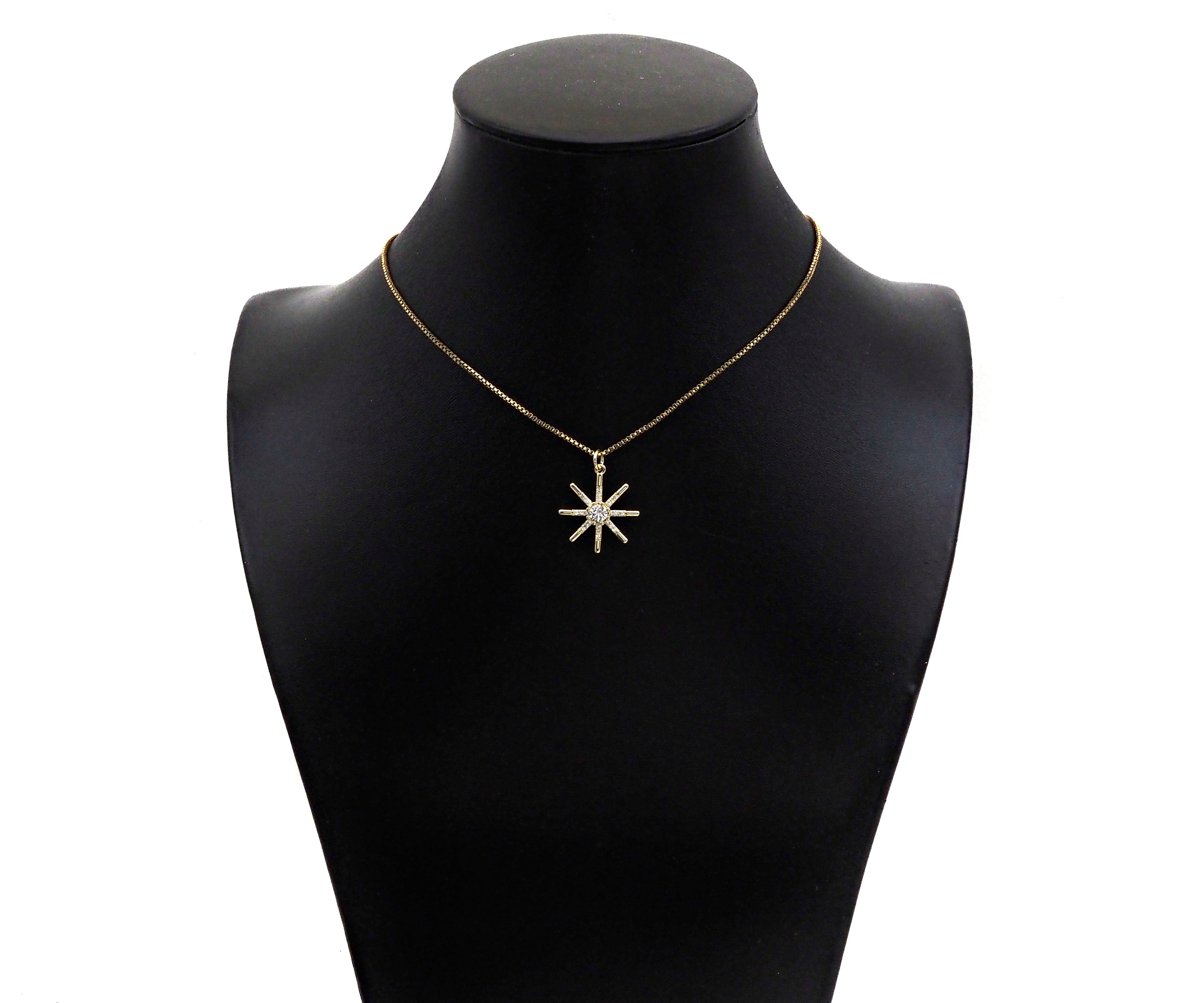CZ North Star Pendant - 14K Gold Filled Charm 17.5x20.5mm