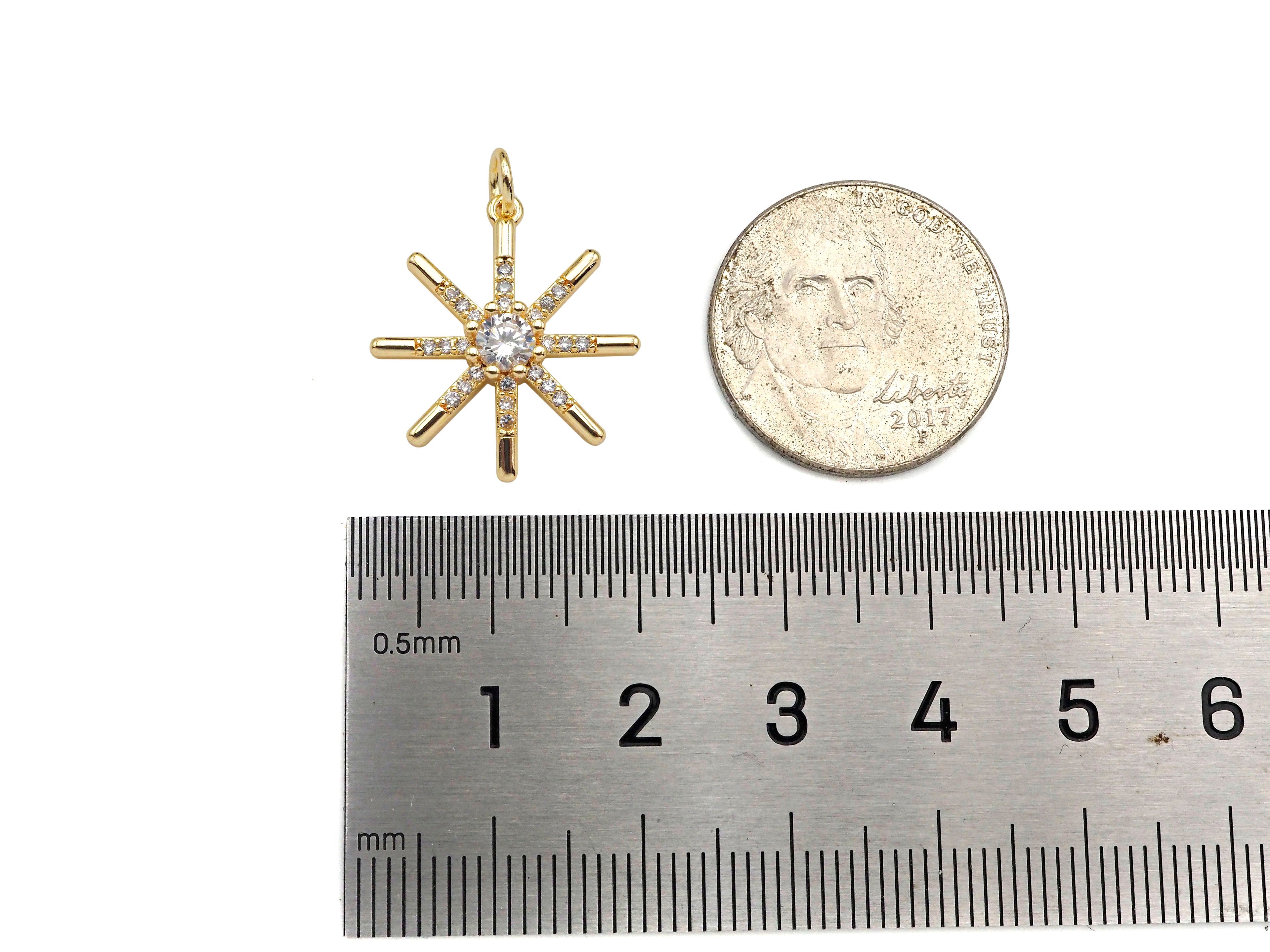 CZ North Star Pendant - 14K Gold Filled Charm 17.5x20.5mm