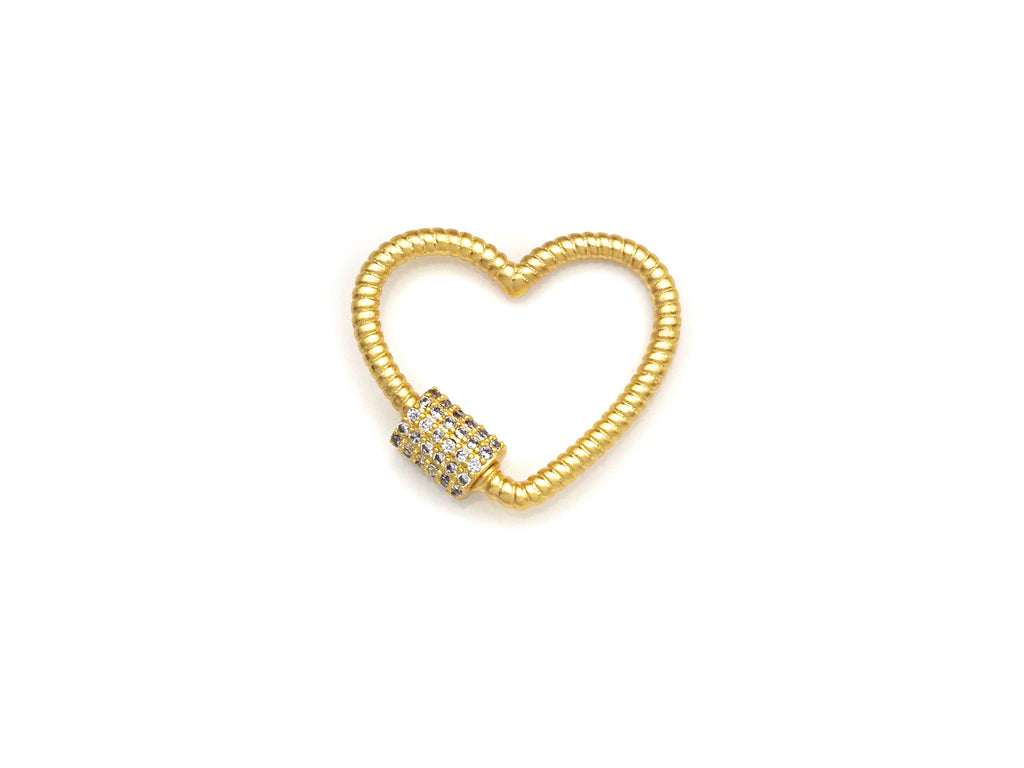 CZ Micro Pave Heart Clasp - Gold/Black/Rose Gold Screw Clasp 21mm