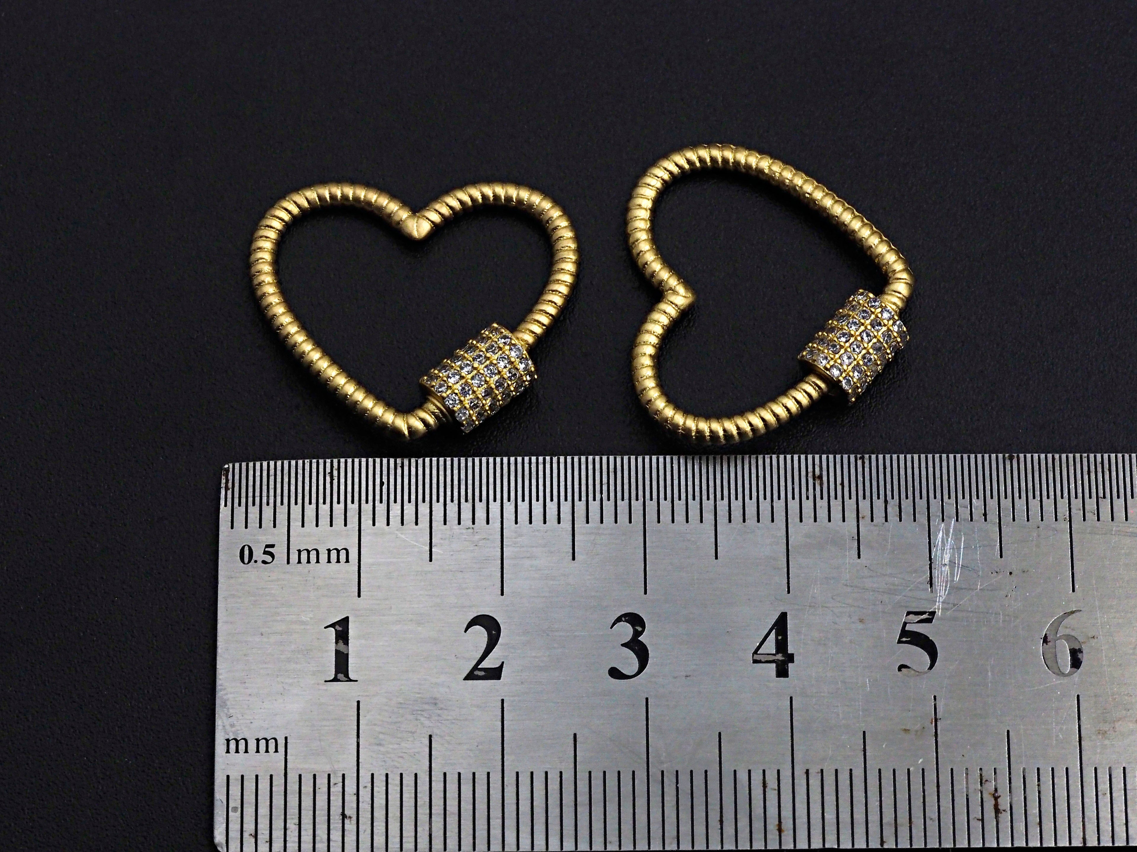 CZ Micro Pave Heart Clasp - Gold/Black/Rose Gold Screw Clasp 21mm