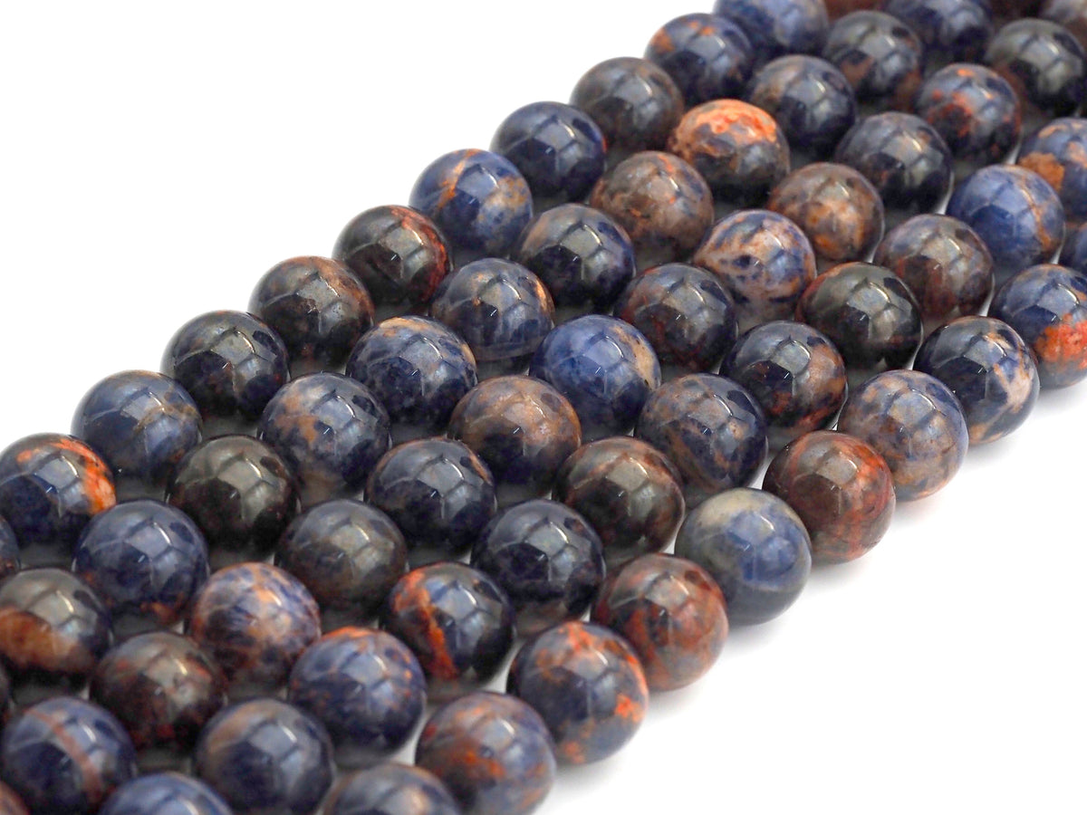 Orange Sodalite Smooth Round Bead Strand, 8mm–10mm, 15.5 Inches