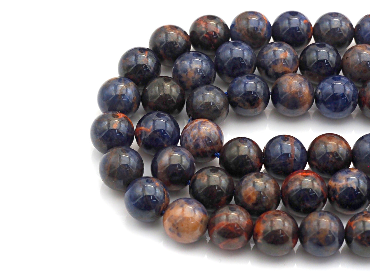 Orange Sodalite Smooth Round Bead Strand, 8mm–10mm, 15.5 Inches