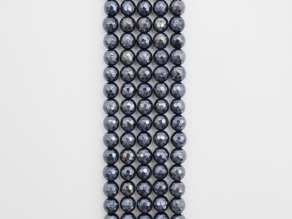 Mystic-Plated Black Onyx Faceted Round Beads, 6–14mm, 15–16-Inch Strand