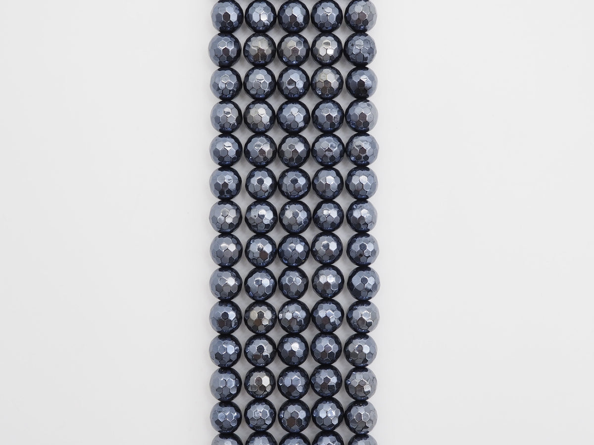 Mystic-Plated Black Onyx Faceted Round Beads, 6–14mm, 15–16-Inch Strand