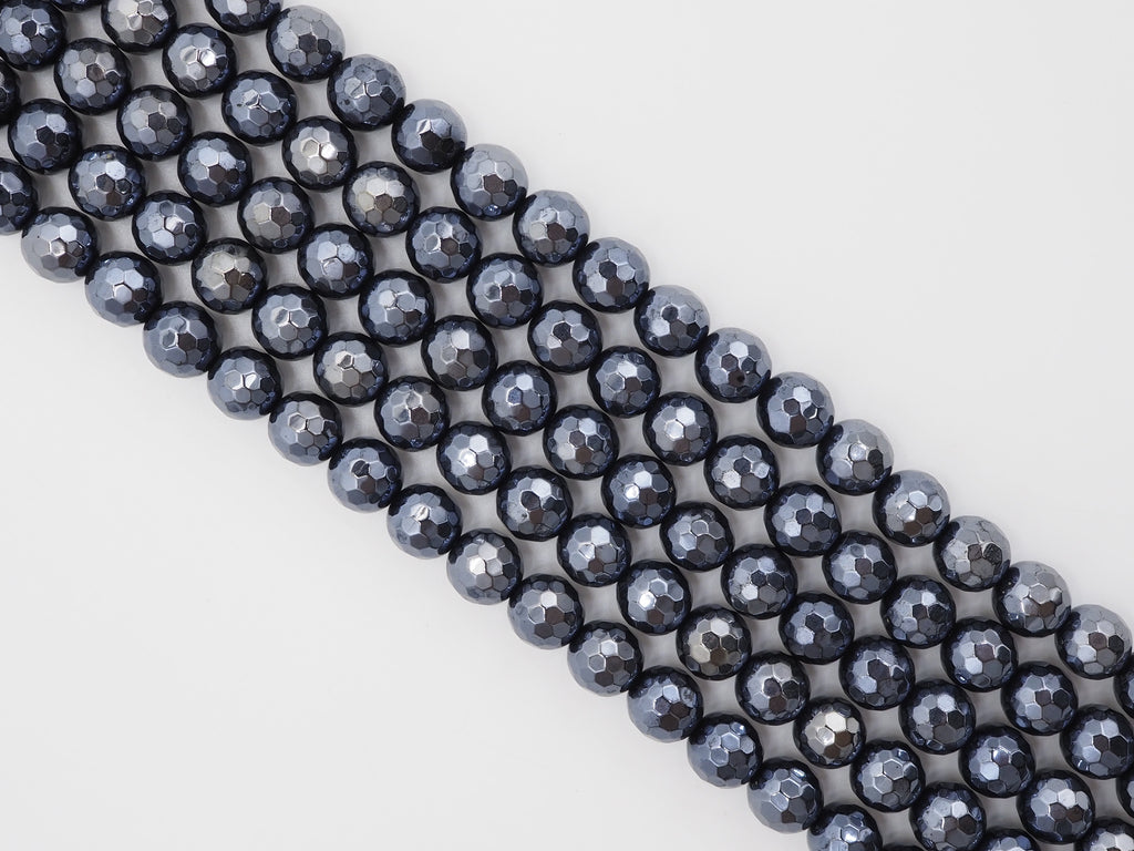 Mystic-Plated Black Onyx Faceted Round Beads, 6–14mm, 15–16-Inch Strand