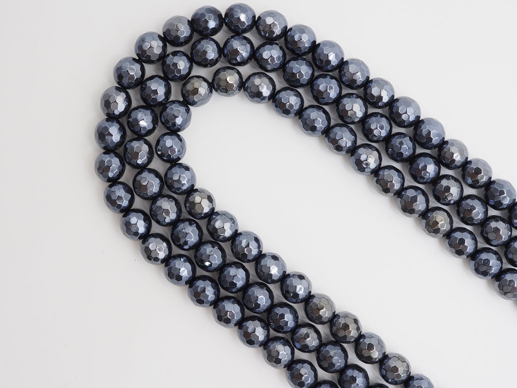Mystic-Plated Black Onyx Faceted Round Beads, 6–14mm, 15–16-Inch Strand