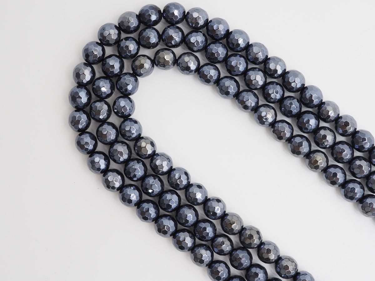 Mystic-Plated Black Onyx Faceted Round Beads, 6–14mm, 15–16-Inch Strand