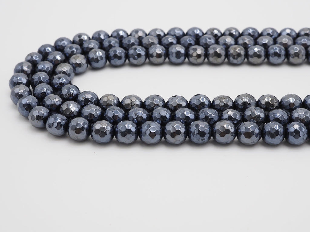 Mystic-Plated Black Onyx Faceted Round Beads, 6–14mm, 15–16-Inch Strand