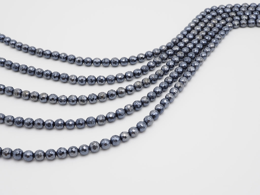 Mystic-Plated Black Onyx Faceted Round Beads, 6–14mm, 15–16-Inch Strand
