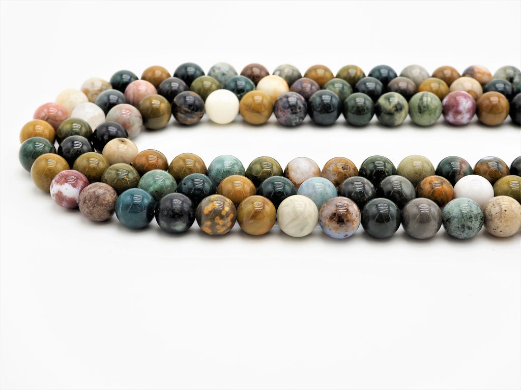 Natural Light Ocean Jasper Smooth Round Beads, 15–16-Inch Strand