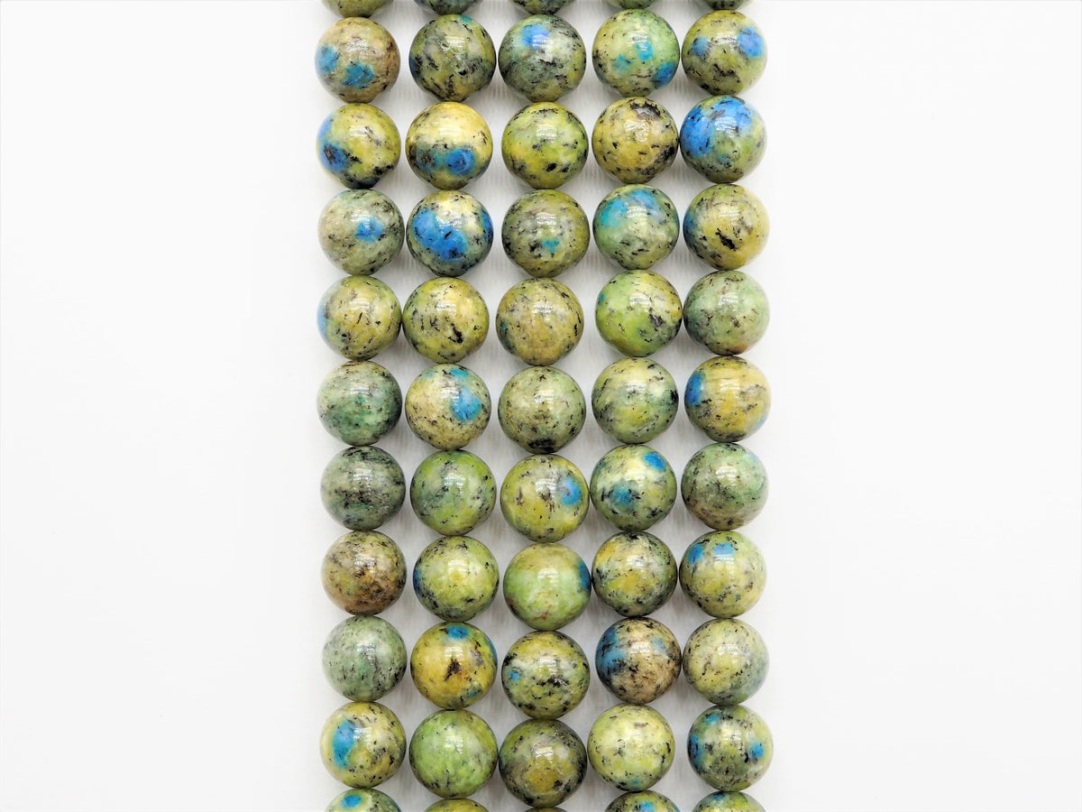 Greenish Blue K2 Jasper Smooth Round Beads, 15–16-Inch Strand