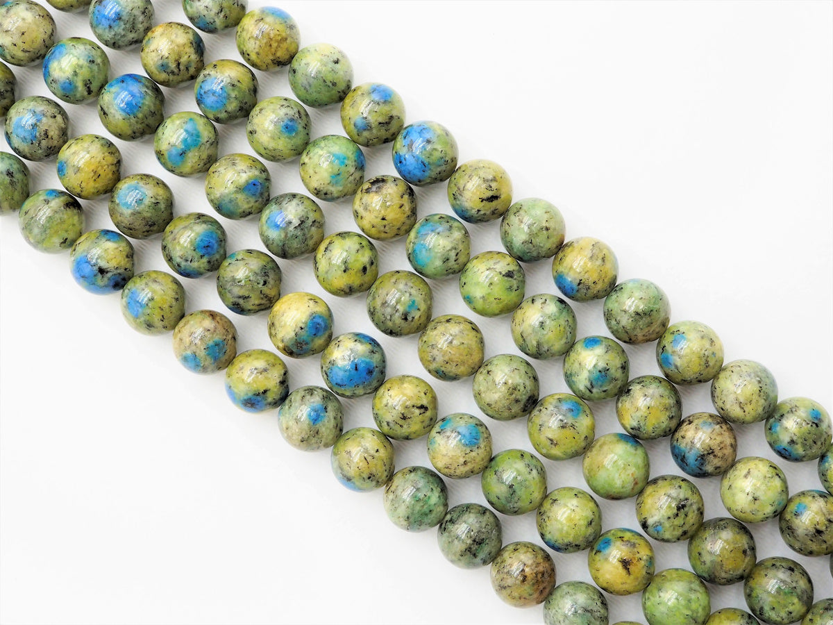 Greenish Blue K2 Jasper Smooth Round Beads, 15–16-Inch Strand