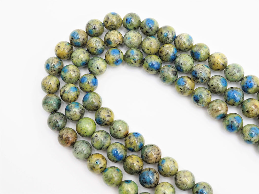 Greenish Blue K2 Jasper Smooth Round Beads, 15–16-Inch Strand