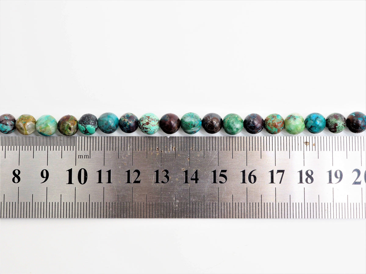Chrysocolla Smooth Round Bead Strand, 6mm–10mm, 15–16 Inches