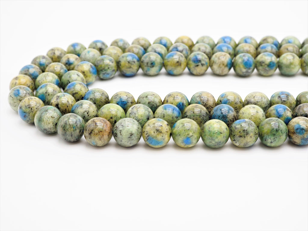 Greenish Blue K2 Jasper Smooth Round Beads, 15–16-Inch Strand