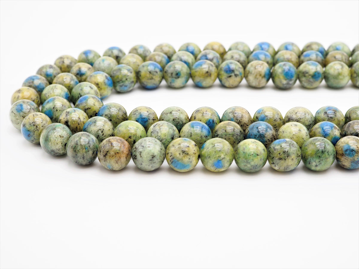 Greenish Blue K2 Jasper Smooth Round Beads, 15–16-Inch Strand